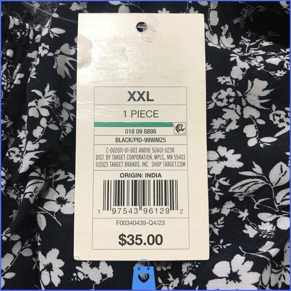 XXL - Womens Crepe Flutter Short Sleeve Midi Dress - A New Day - Black White - Picture 3 of 5